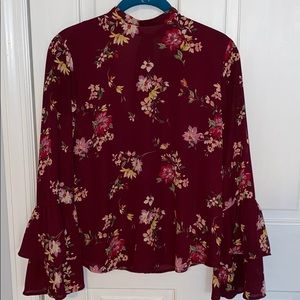 Bershka high neck floral blouse